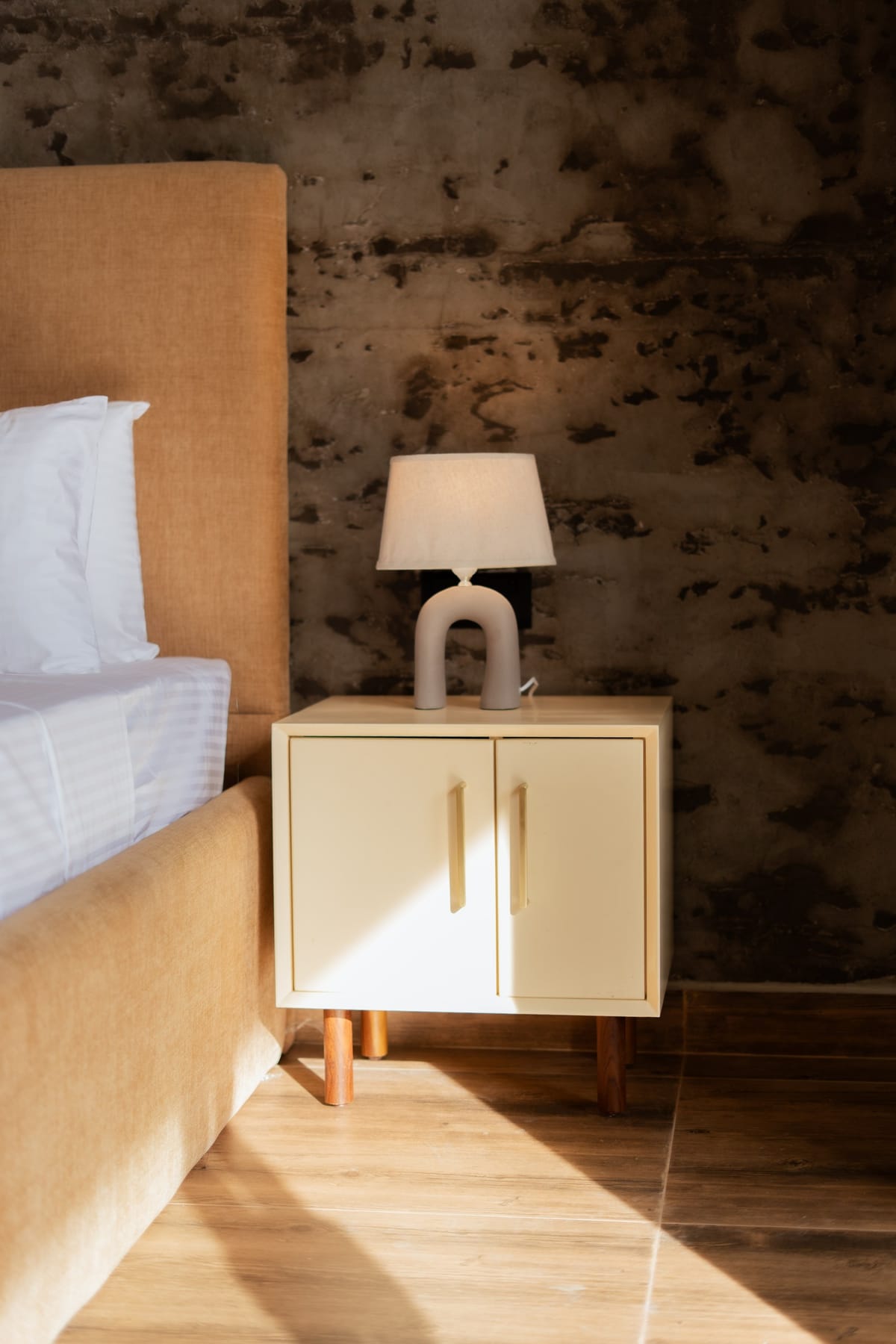 Pool View Room 2, bedside table in the morning light
