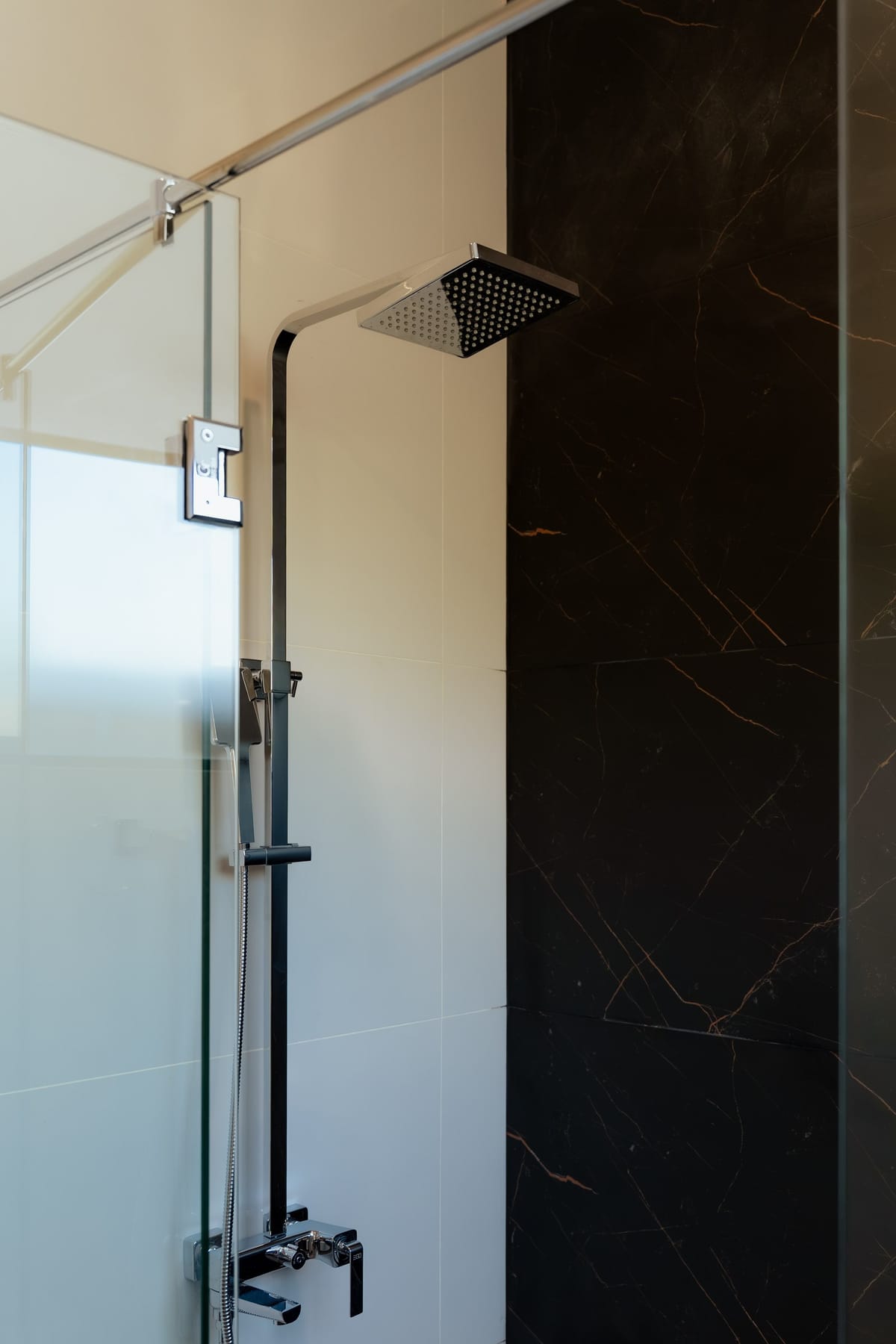 Rain shower and black marble